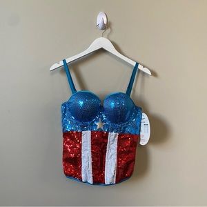 Marvel captain America Women’s (NWT) “American dream” sequin corset bustier
